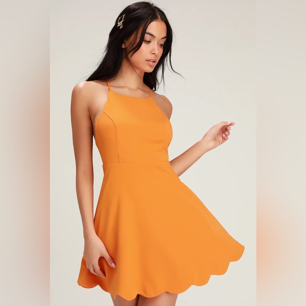 Lulu’s Play On Curves Orange Backless Dress
